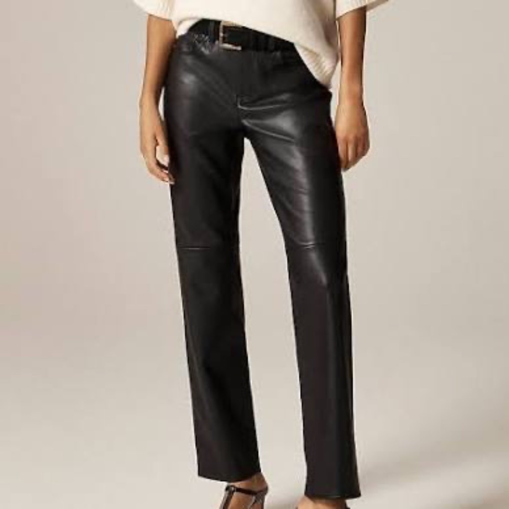 J.Crew Nipped Straight Vegan Leather Pants Black Size 26